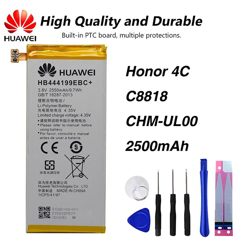 

Original Huawei HB444199EBC phone battery For Huawei honor 4C C8818 CHM-UL00 2500mAh