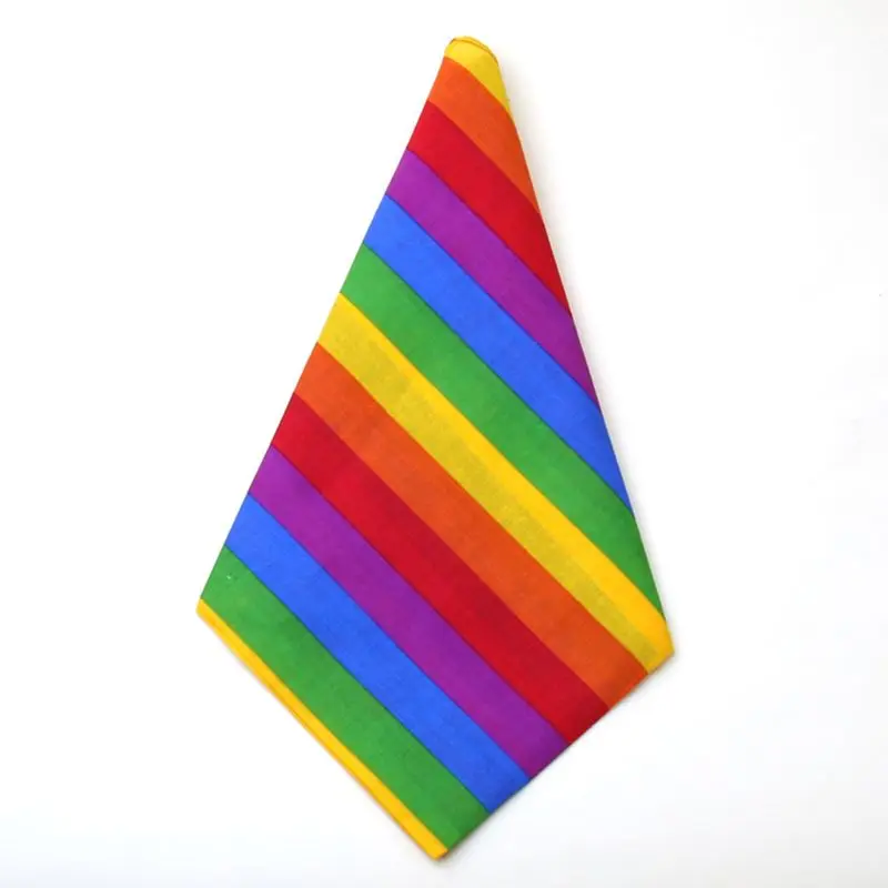 Cycling Bandana Bandana Headscarf Cotton Bandana Multifunctional Bandana Festival Rainbow Colorful Seven Stripes 55x55CM Unisex Cotton Pocket Square Scarf Headband Bandana Gay Parade Wristband Neck Tie