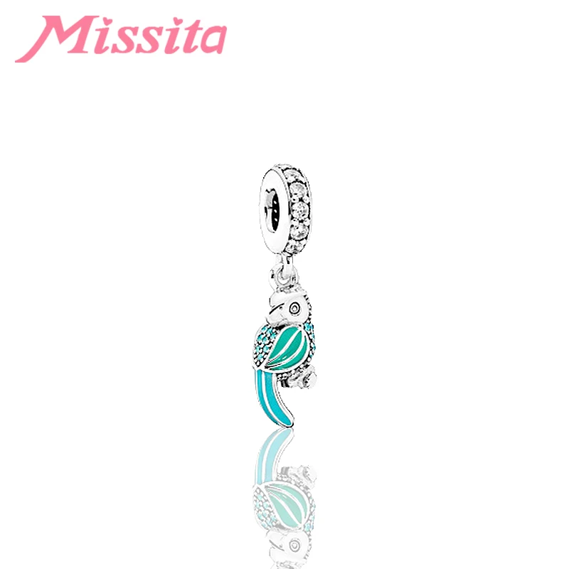 MISSITA прекрасный попугай Подвеска Шарм fit Pandora оригинальный ювелирный браслет