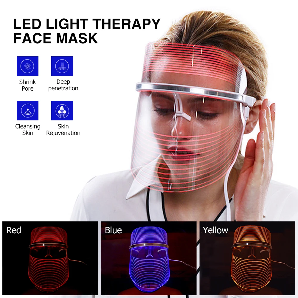 

3 Colors LED Photon Facial Mask Beauty Therapy Lighten Melanin Whitening Anti-aging Skin Face Mask Machine Anti-Acne skin care
