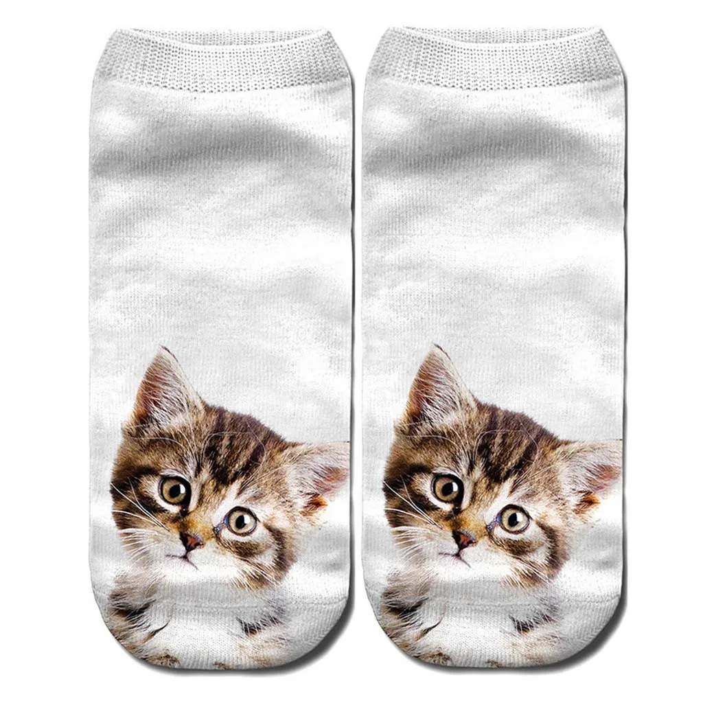 5 пар осенне-зимних женских носков носки-башмачки с объемным изображением кота удобные креативные носки для скейтборда в стиле Харадзюку милые забавные носки в стиле хип-хоп