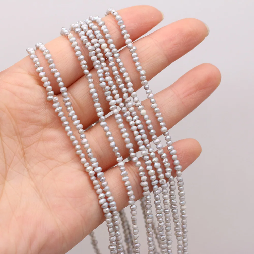 Small Size 2.5-3 mm Beads Natural Freshwater Gray Pearls Bead for DIY Jewelry Make Bracelet Necklace Earring for Women Gift