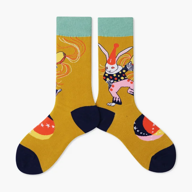 Autumn/Winter Couples Skateboard Sox Creative Abstract Art Harajuku Hip Hop Streets Tide Socks Colorful Funny Socks Skarpetki 11