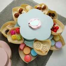 Двухслойная коробка для закусок конфетные тарелки в форме лепестка вращающийся лоток для закусок двухслойная тарелка для хранения сухофруктов Органайзер с держателем