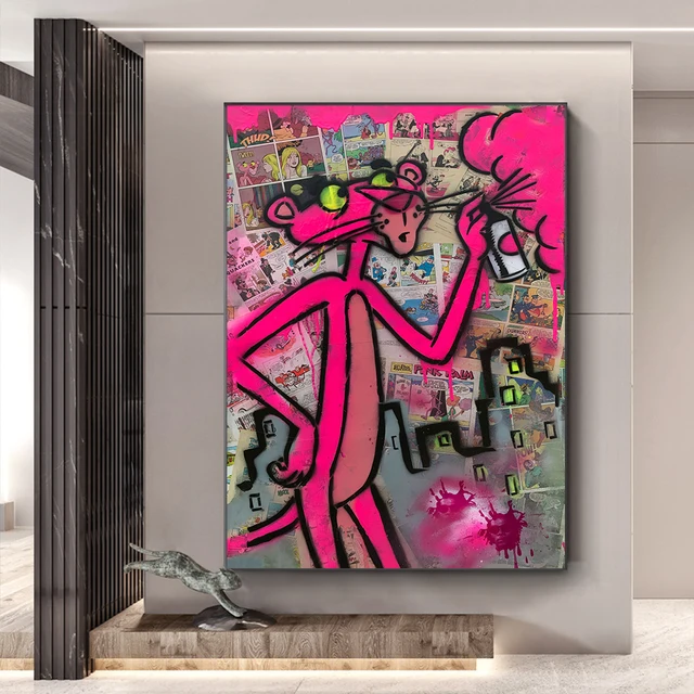 Pink Panther Pop Art Graffitti Printed on Canvas 2
