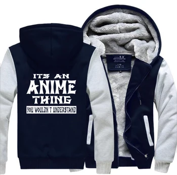 

Japan Anime Warm Thick Fleece Men Winter Jacket It's An Anime Coat Thing-You Wouldn't Understand Raglan Hoodies Male Sweatshirts