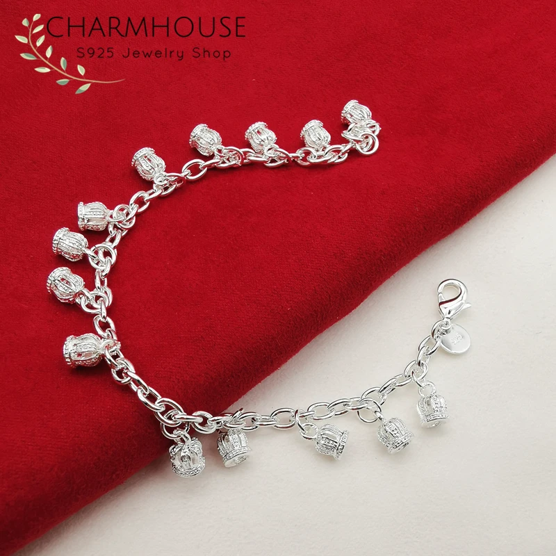Charmhouse 925 серебряные браслеты для женщин Короны Браслет с подвесками Pulseira модные ювелирные изделия аксессуары рождественские подарки