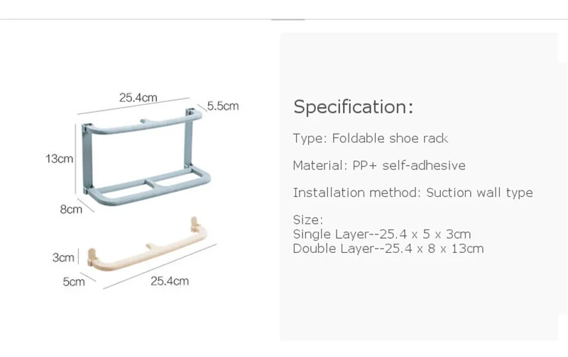 Двухслойная стойка для хранения обуви Органайзер настенное крепление тапки подвесная полка тапочка стойка держатель складная обувь Органайзер