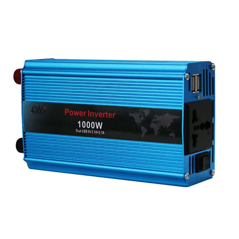 1000W солнечный DC 12 V/24 V к AC 110 V/220 V модифицированный синусоидальный автомобильный преобразователь