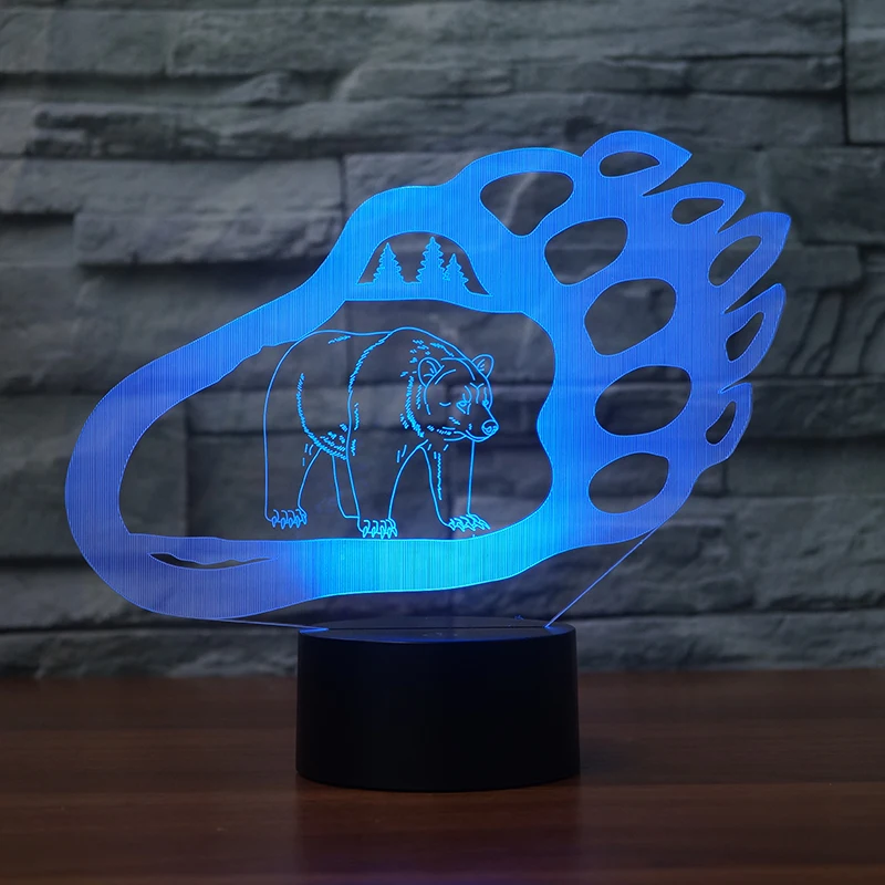 

Hotsale 2017 3d Led Lampada Bears Moulding Visual 7 Color Night Light Acrylic Material Gradient Atmosphere Room Lamp