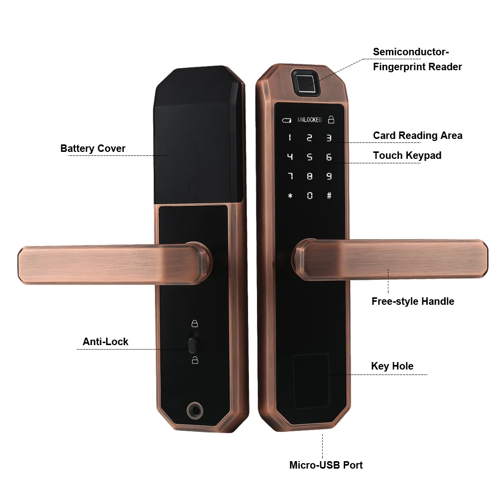 US $109.20 Wifi Security Smart Door Lock With Tuya App Electronic Biometric Fingerprint Intelligent Lock With Password RFID card