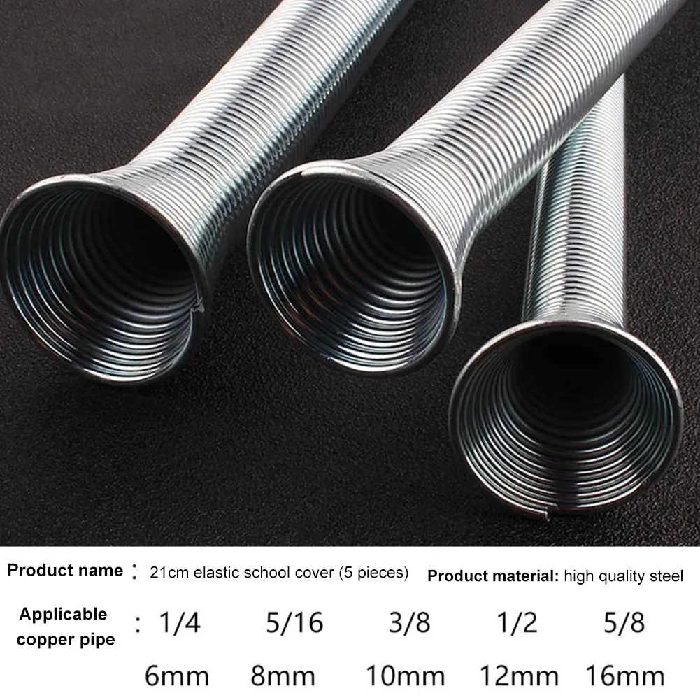 Spring Tube Bender Set 1/4" 5/16" 3/8" 1/2" 5/8" for Copper Aluminum Thin Wall Steel Tubing 5 Pack