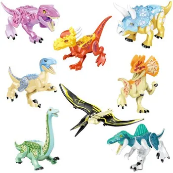 

8pcs/set Jurassic Park Dinosaur world Figures Tyrannosaurs Rex Building Blocks baby Toys For Children