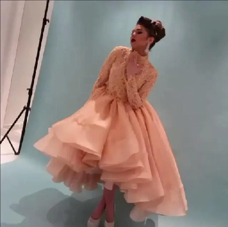 Саудовской Аравии, платье для девочек, vestidos de fiesta, элегантная женская обувь на высоких каблуках с вырезом с длинным рукавом кружевные Выпускные платья из органзы Бальные платья