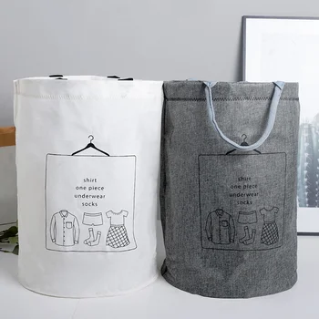 

Foldable Printed Storage Laundry Basket Round Canvas Storage Bins Hamper Bucket Clothes Organizer Bedroom Closet Large Capacity