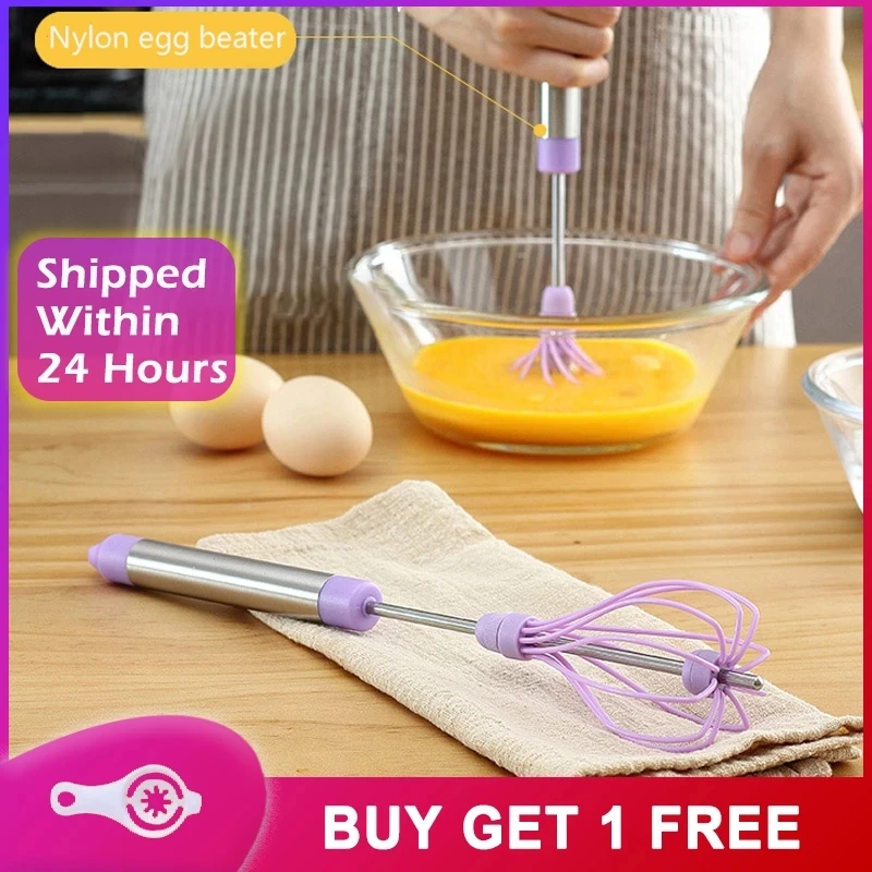 

Adjustable Semi Automatic Stainless Steel Egg Mixer Milk Frother Hand Mixer Whisk For Whipping Rotating Hand Press Kitchen Tools