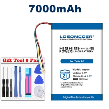 

LOSONCOER 3.7V 3493100 3595100 7000mah Rechargeable Lipo Batteries Li Ion Polymer Lithium Battery Tablet PC Battery Free tools