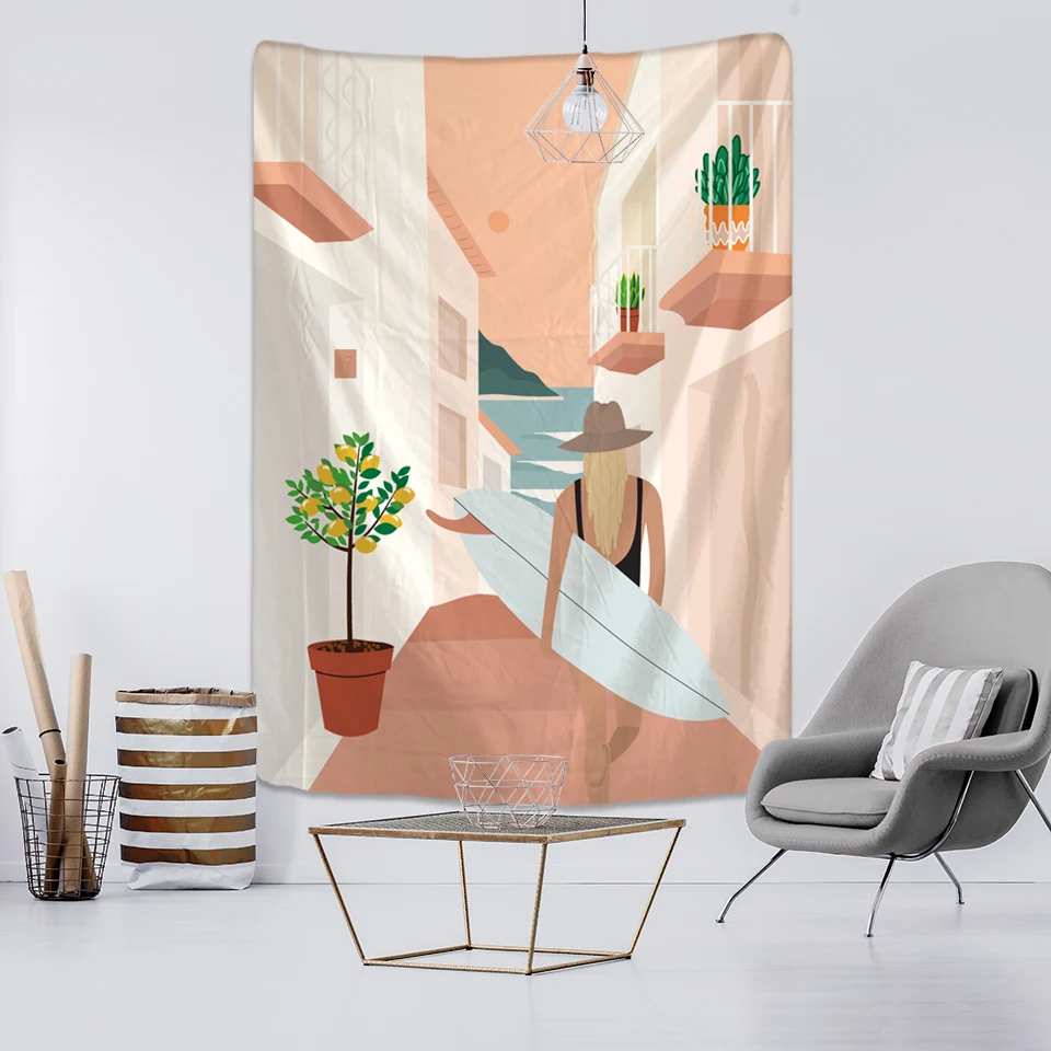 Tapestry Decor Scenery Art Bohemian Wall Hanging Bohemian Printed Microfiber Fabric Home Decoration Bedspreadx Wall Tapestry