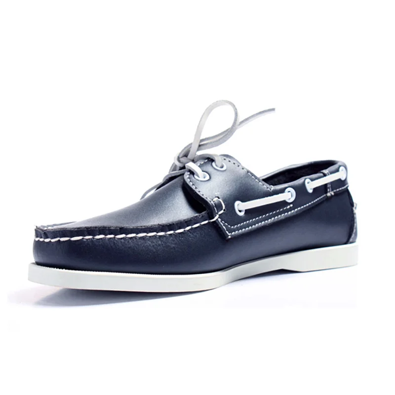 9507 Classic boat shoes Hand Sewing casual sneakers Lace-up beige Genuine Leather Free shipping - Цвет: 9507
