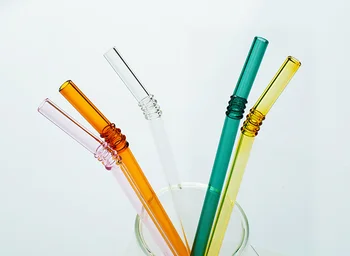 

Free Shipping Hand Made Glass Straw 10pcs/lot Multi Color Glass Straw Creative Straw