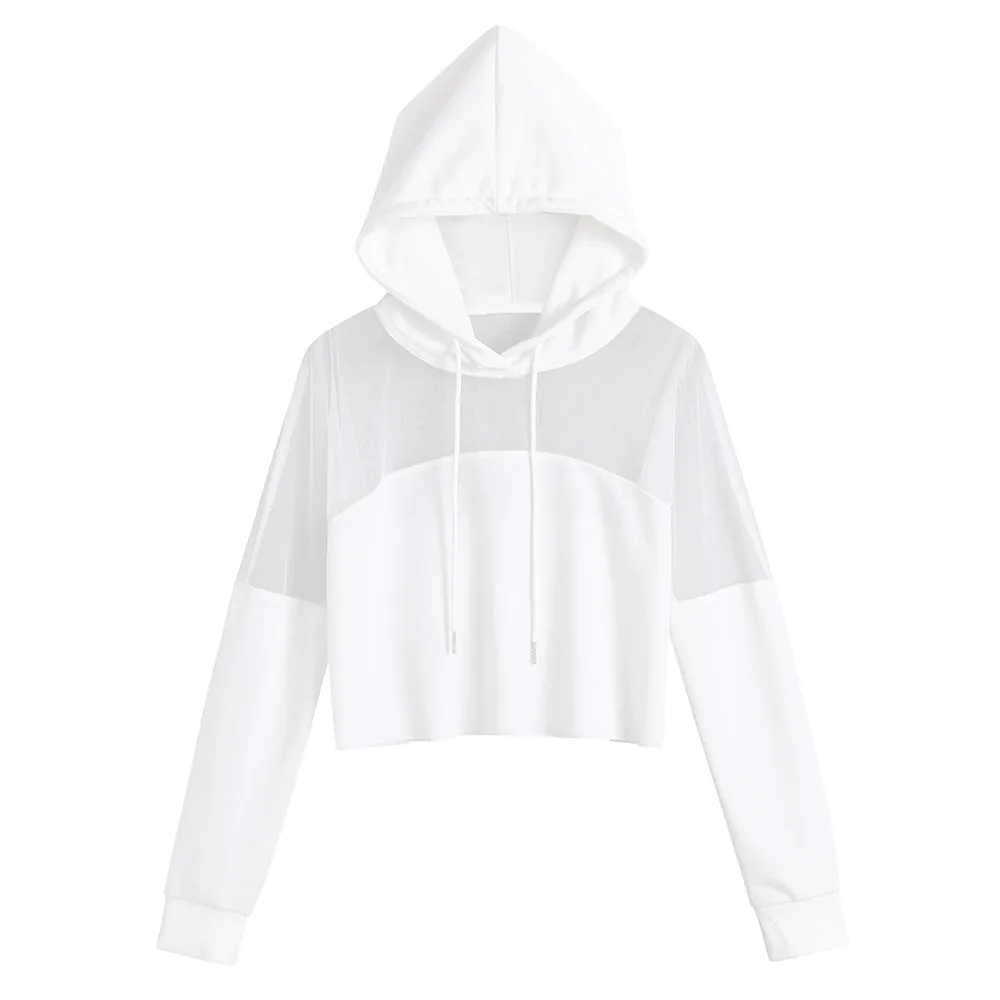 

Women Plus Size Boho Solid crop top hoodies Splice Shirt Hollow Out Long Sleeve Hooded sweatshirt ropa juvenil mujer #YL10