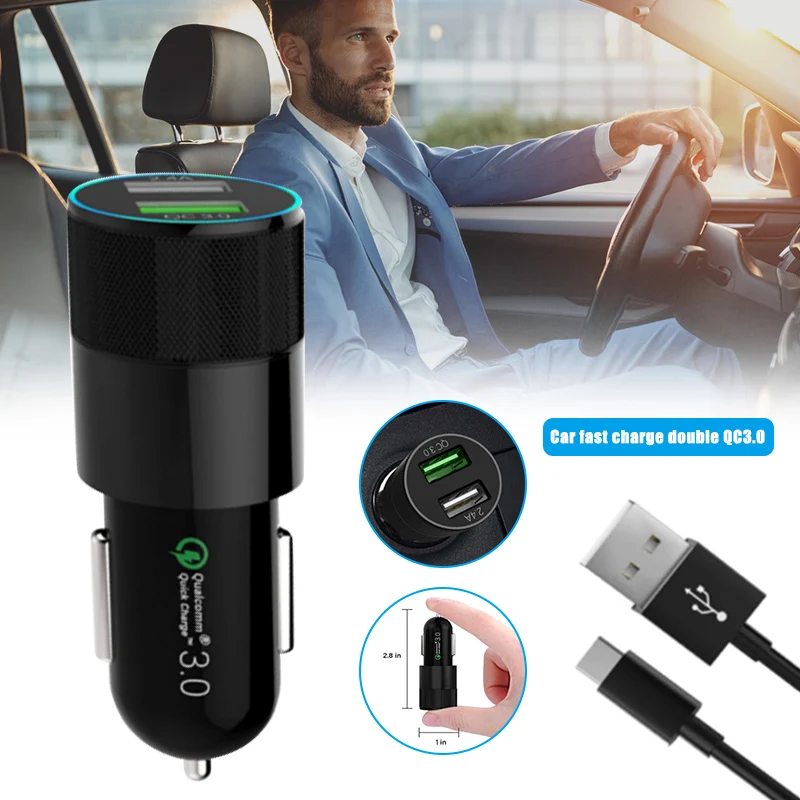 

Car Charger Dual Port Quick Charge 3.0 for USB Port Device Mobile Phone Tablet AS99