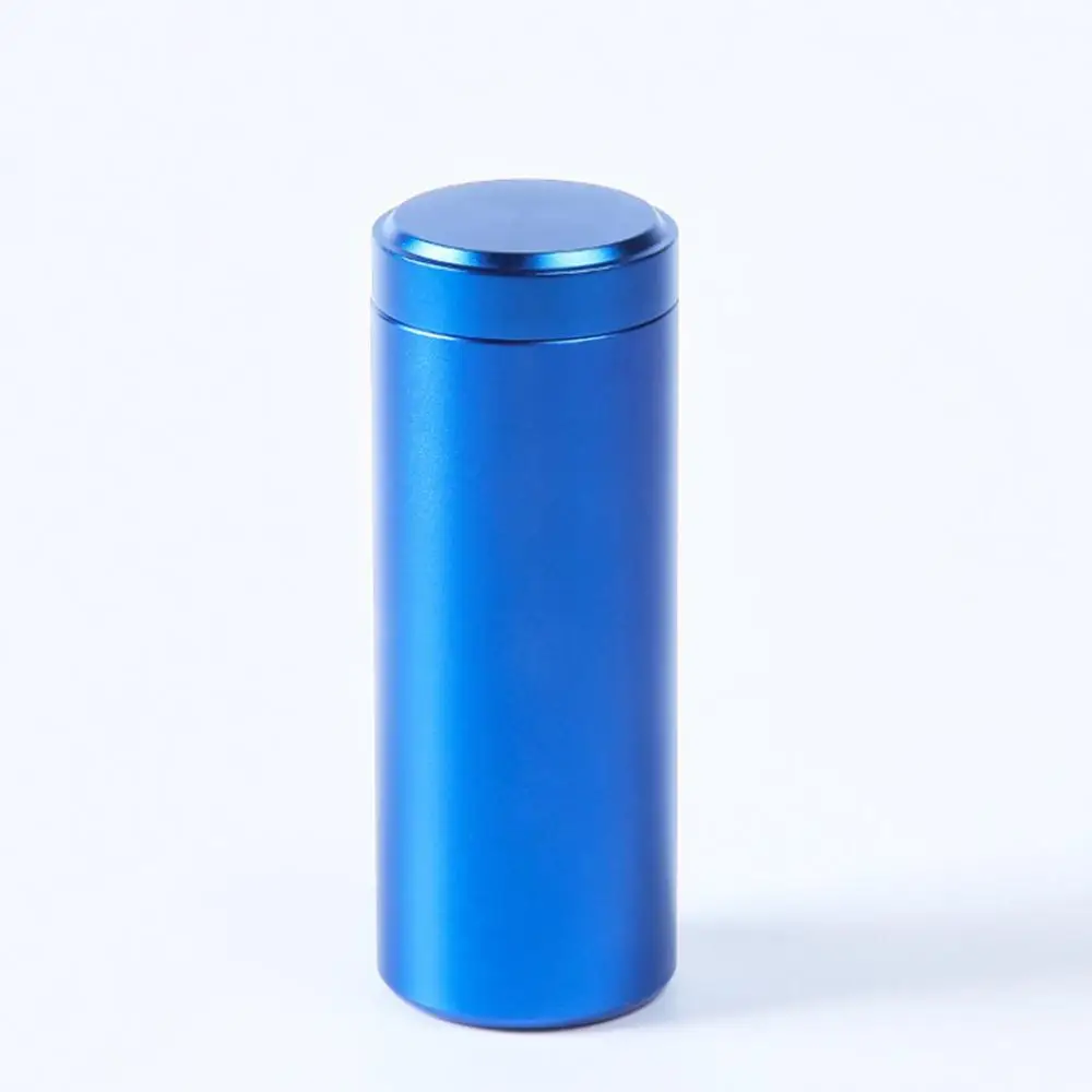 120ml Blue Портативный герметичный контейнер для чая, мини контейнер для чая, кофе, порошка, органайзер, алюминиевый контейнер для путешествий, чайные листья, оловянный контейнер, многоцелевой - Цвет: 120ml Blue