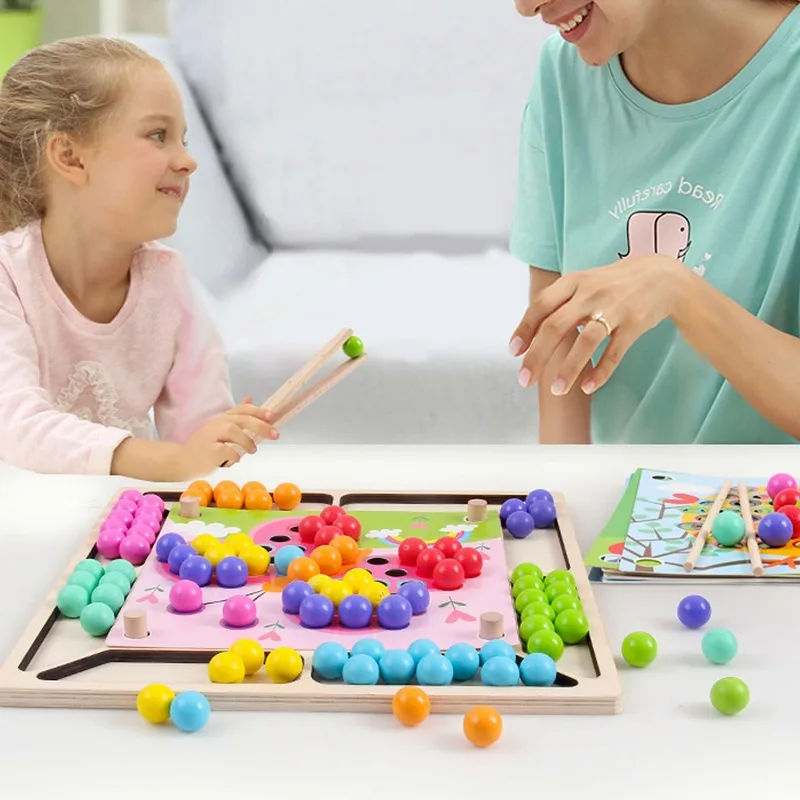 Günstig 2019 neue Montessori holz spielzeug hand gehirn training perle farbe klassifizierung spiel säuglings frühen kindheit pädagogisches spielzeug