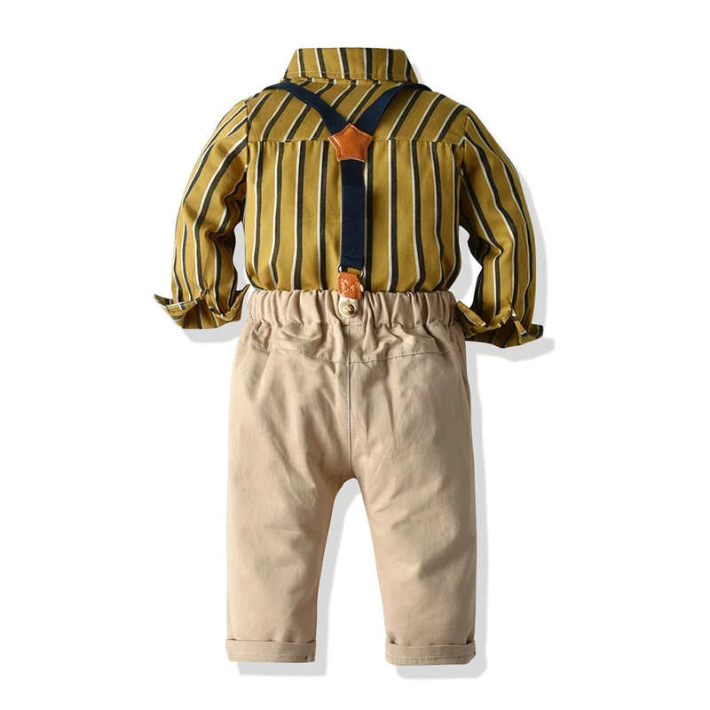 Tem Doger/комплекты одежды для маленьких мальчиков, г., зимняя одежда для новорожденных мальчиков рубашки в полоску+ комбинезон, 2 предмета, Одежда для новорожденных мальчиков