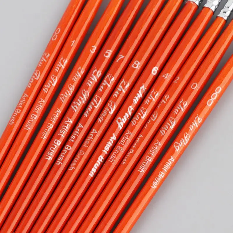 

11pcs/set Professional Detail Paint Brush Fine Pointed Tip Miniature Brushes For Acrylic Watercolor Oil Drawing Kits QX2B