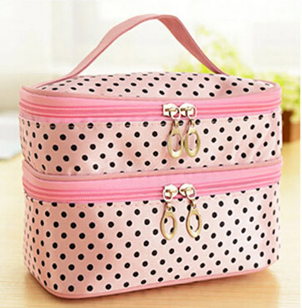 Cosmetic Organizers Women Multifunctional Double Desk Polka Dot