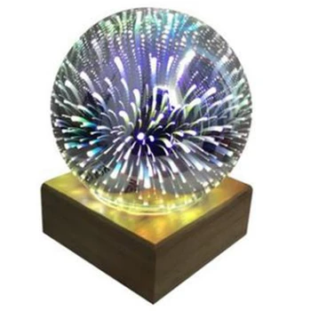 

Wood Colorful 3D Light Magic Projector Ball 3D Lamp Usb Power Supply Bedroom Bedside Night Light Party Star Atmosphere Night Lig