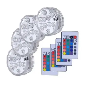 

Lighting Waterproof Light Decorative Light Colorful Remote Control Aquarium Swimming Pool Decoration 4 PCS RGB