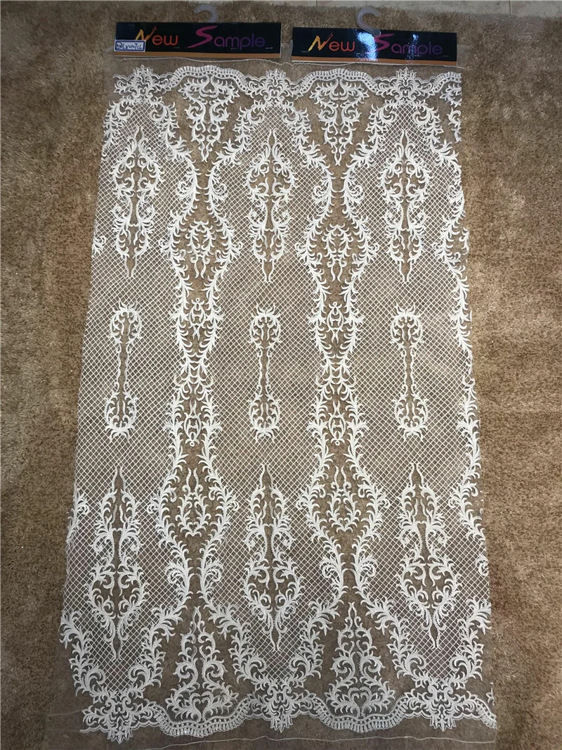 

Ivory Beading Embroidery Lace Wedding Dress Fabric, Nigerian Textile African Lace 10Yards/Lot