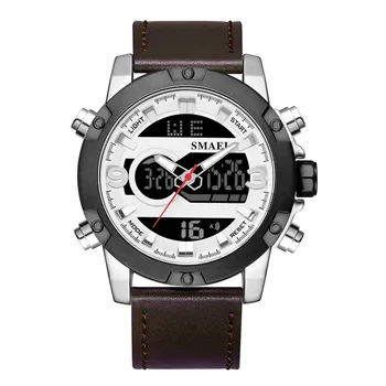 

Smill Watch Street Outdoor Sports More Function Electronic Watch Men Waterproof Genuine Leather Watch