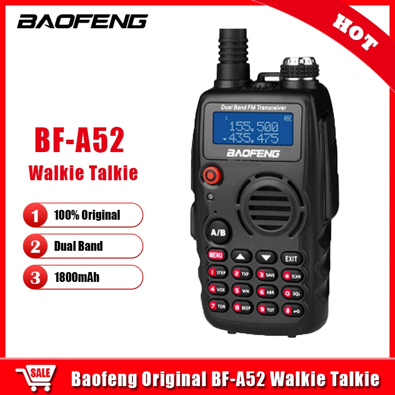 BaoFeng A52 Walkie Talkie 5W 1800mAh Dual Band CB Ham Portable Radio Pofung BF-A52 Original Two Way Radio BFA52 A-52 Transceiver