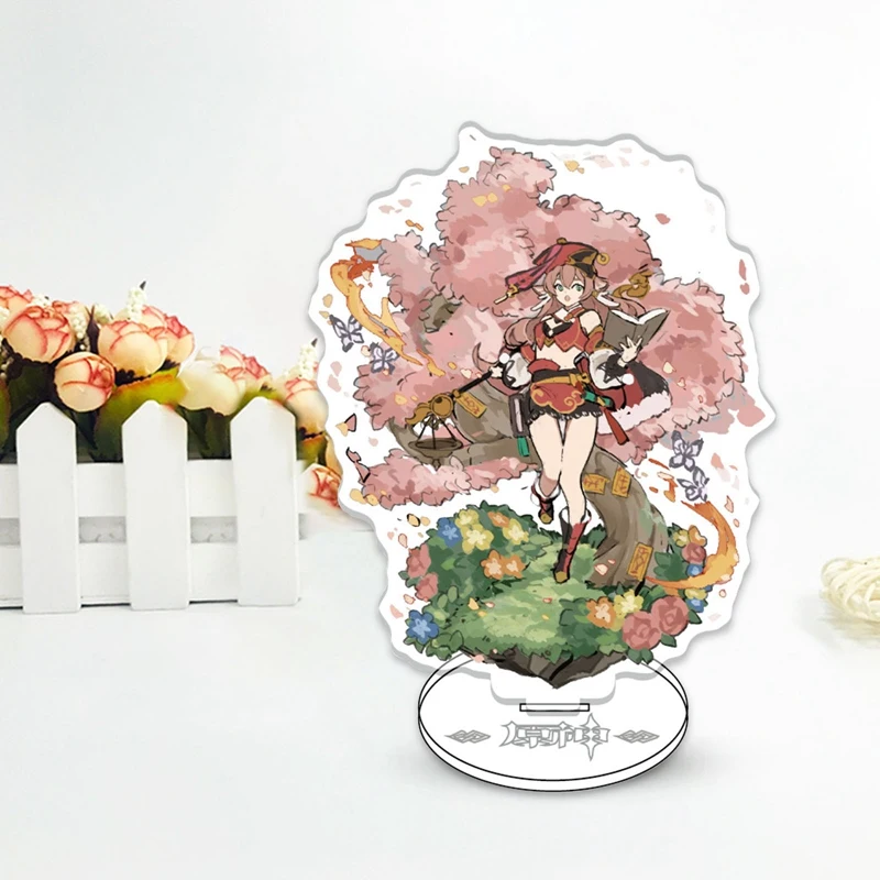 Game Zhongli Character Acrylic Figure Stand Model Plate Desk Decor Barbara Cute Standing Sign Great Gifts kpop acrylic stand