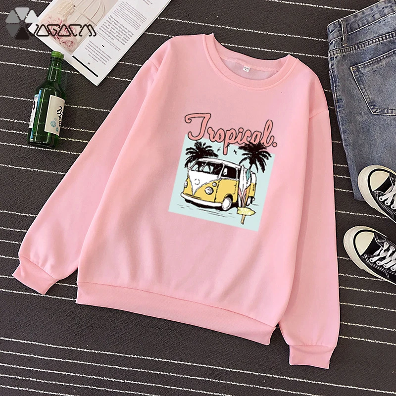 

2019 Women Autumn Winter Oversized Pullover Fleece Cartoon Print Sweatshirt Long Sleeve O-neck Loose Casual Plus Size Tops