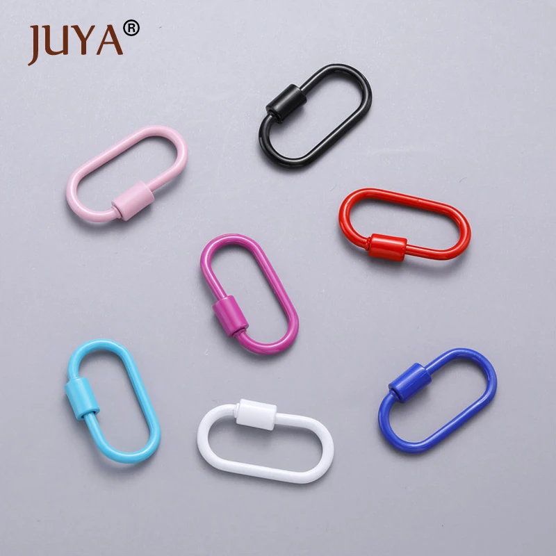 

JUYA Jewelry Making Enamel Clasps Oval Shaped Carabiner Copper Lock Clasp Pendants for DIY Necklace Bracelet Jewelry Findings