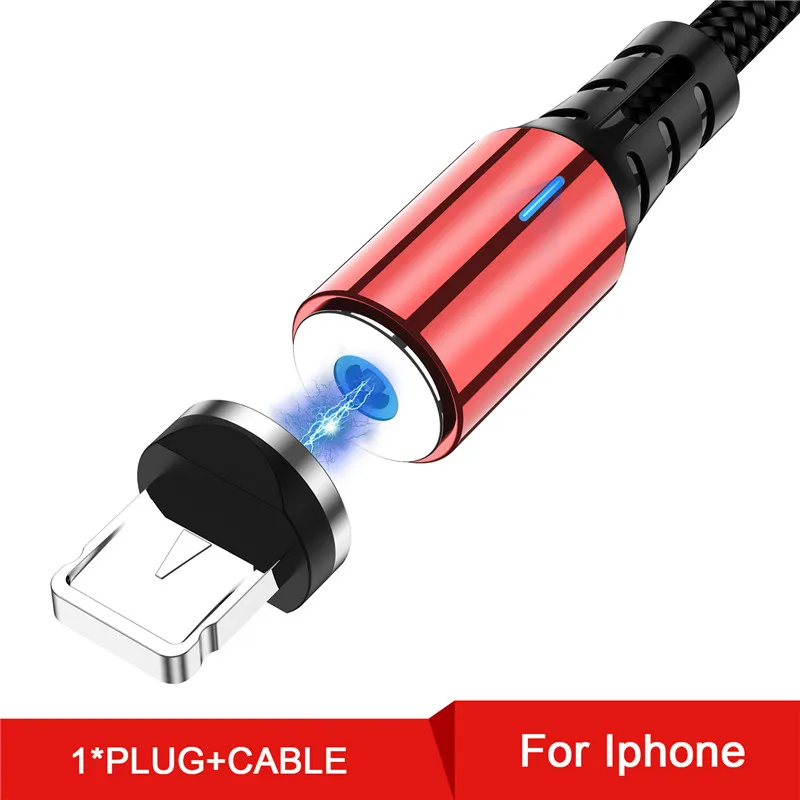 USLION металлический корпус светодиодный магнитный кабель usb type C для samsung Micro USB кабель для Xiaomi для iPhone 11 Магнитная вилка Быстрая зарядка - Цвет: Red For iPhone