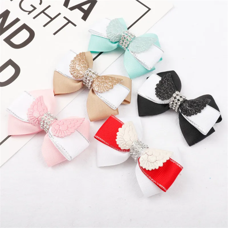 mixed colors 10 шт./лот Детские аксессуары для волос блестящие крылья девушки заколки-бантики для волос Стразы Принцесса Шпилька вечерние детские заколки для волос - Цвет: mixed colors
