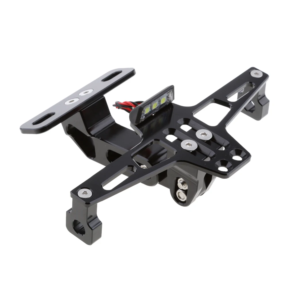 Universal CNC Adjustable Motorcycle License Plate Frame Holder Bracket w/ Light Black | Автомобили и мотоциклы