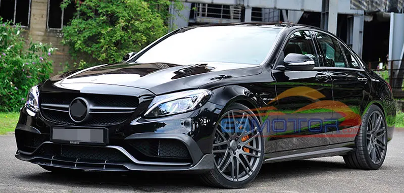 ebmotor-com B style Real Carbon Fiber Front Lip Spoiler For BENZ W205 C63 C63S AMG Sedan & Coupe 2015UP 3_1640