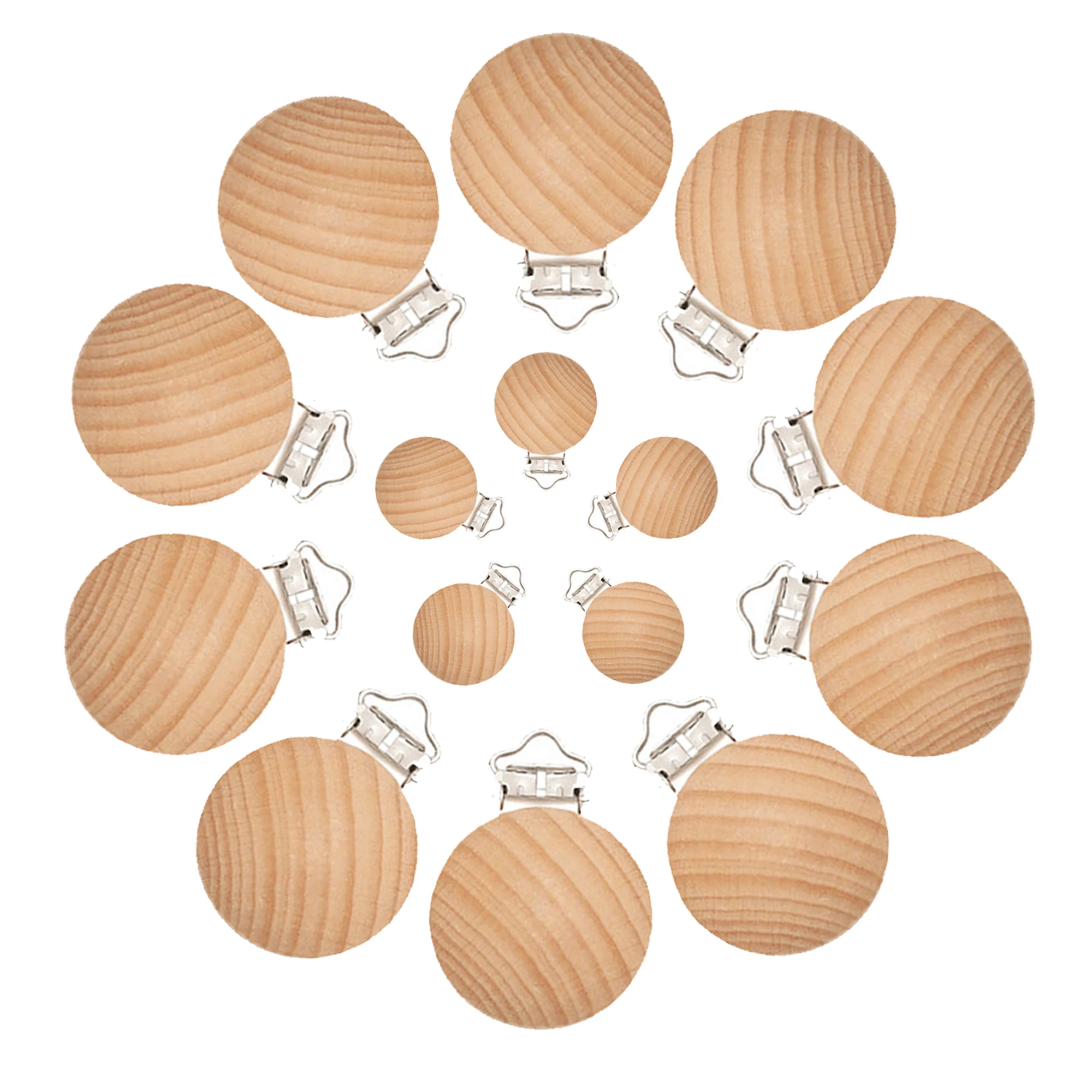 Mabochewing 20pcs 30mm Fast Free Shipping Natual Beech Wood Clips for Baby Mobile Chewing Pacifier Chain