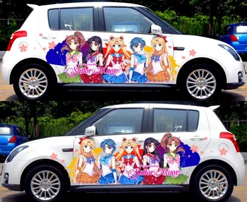 

LEFT SIDE Car Stickers HD Inkjet Engraving Anime Car Scratch Stickers Creative Waterproof Sunscreen Car Modification Stickers