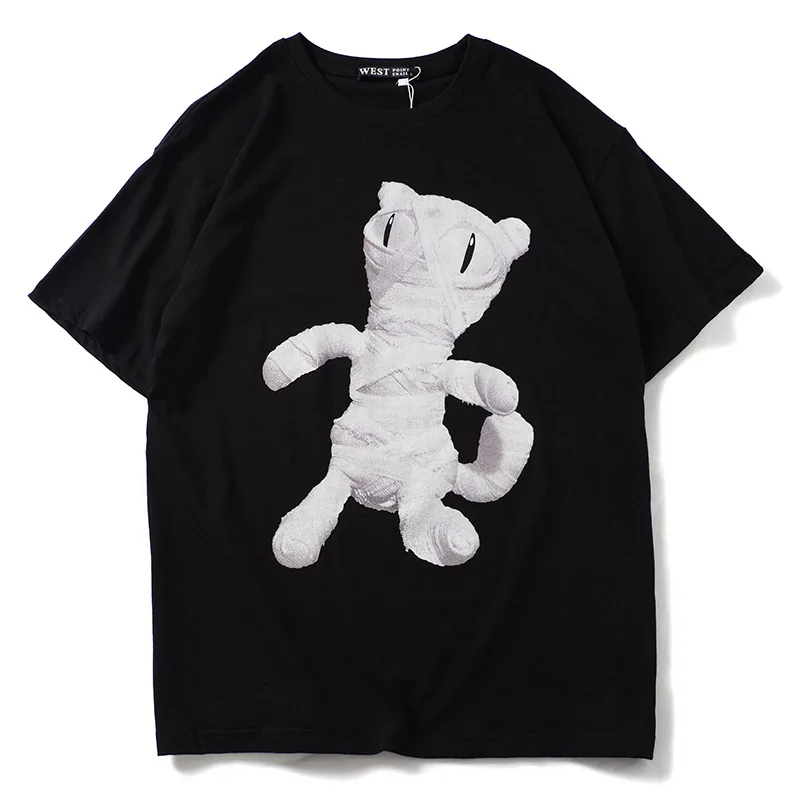 Новинка Высокая 19ss Мужская Мумия игрушечная кошка футболки хип хоп скейтборд, уличная мода хлопок футболки тройник kenye# BB4 - Цвет: 2