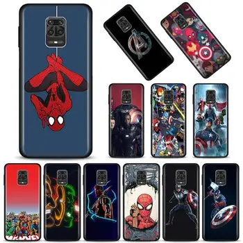Перейти на Алиэкспресс и купить Мягкий черный Чехол Marvel Superheroes The Avengers для Xiaomi Redmi Note 6 7 8 9 Pro 8T 9S K20 Pro K30 5G 6A 7A 8A силиконовый чехол