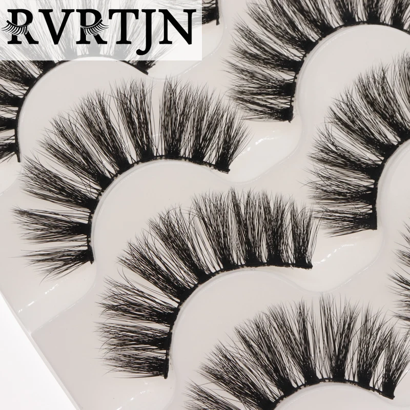 

5 pairs of natural water mink false eyelashes eyelash extension tool makeup tools