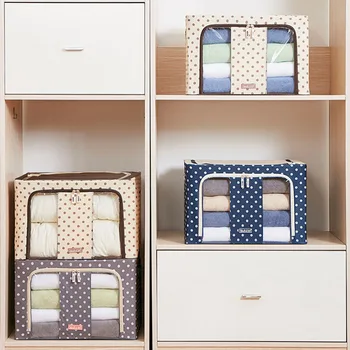 

1pc Storage Box Foldable Storage Box Oxford Cloth Container Steel Frame Storage Box for Quilt Bedroom Cloth