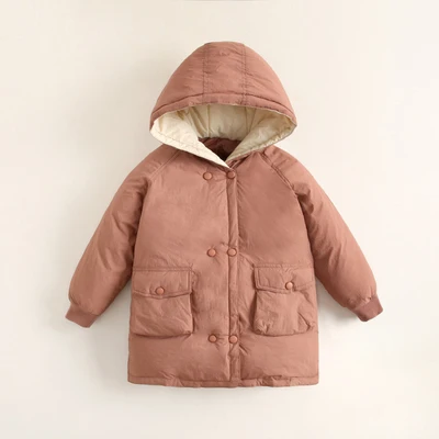 pink A Новинка; теплые куртки для маленьких мальчиков и девочек; сезон осень-зима; Детские утепленные длинные пальто с капюшоном; детская верхняя одежда; хлопковые парки; одежда для малышей - Цвет: pink A